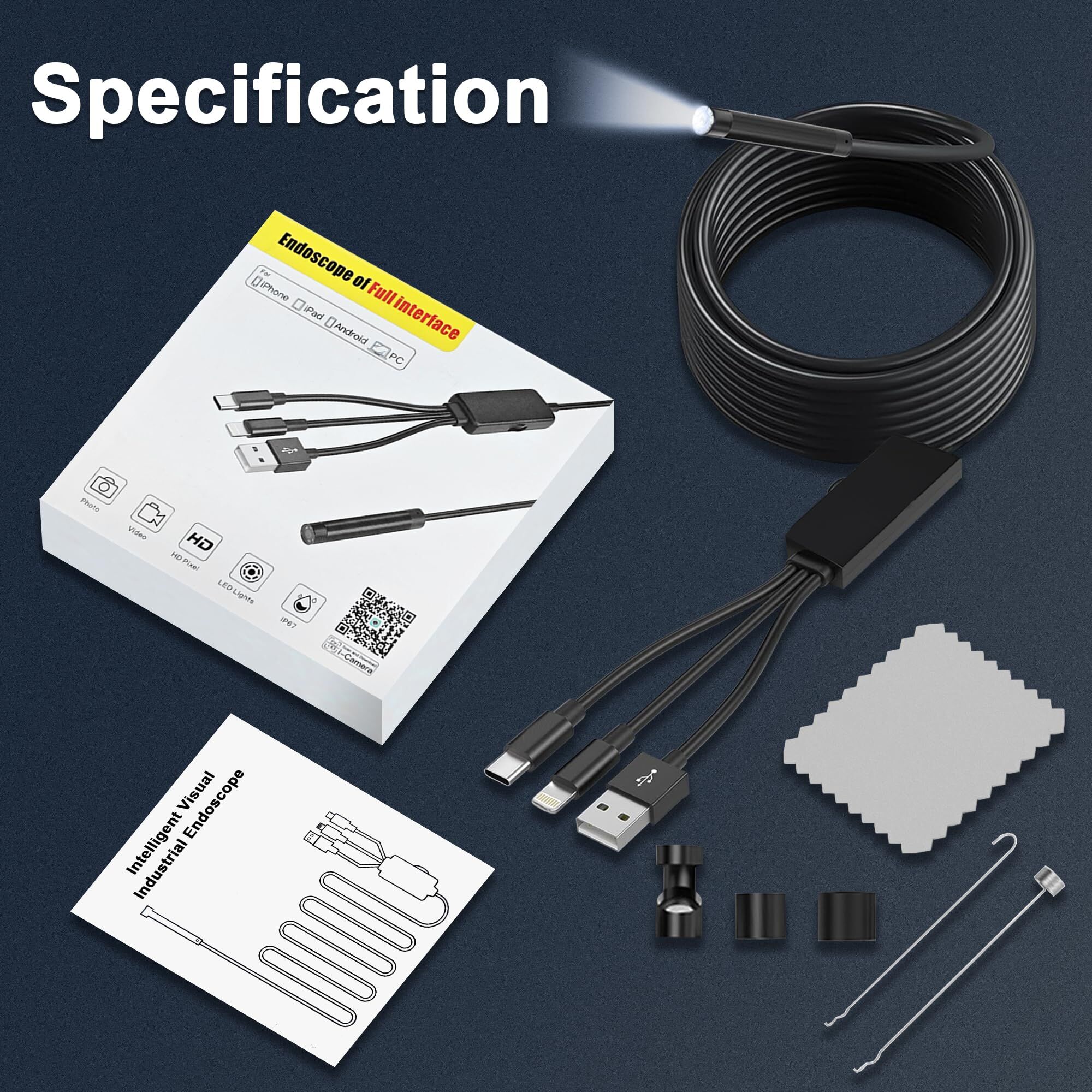 新入荷 3 in 1 1080P 工業用内視鏡カメラ USB - Endoscope Inspection Camera のレビューと価格
