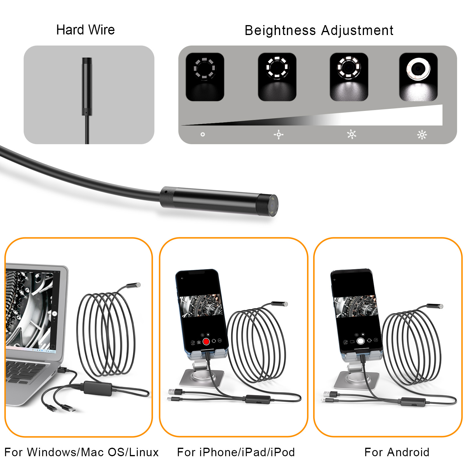 新入荷 3 in 1 1080P 工業用内視鏡カメラ USB - Endoscope Inspection Camera のレビューと価格
